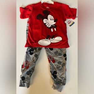 Disney Mickey Mouse Red and Gray Kids Pajamas